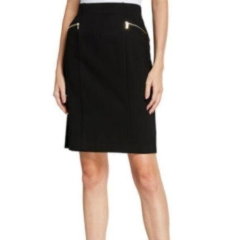 NWT Carmen Marc Valvo Black Pencil Office Business Casual Skirt Large